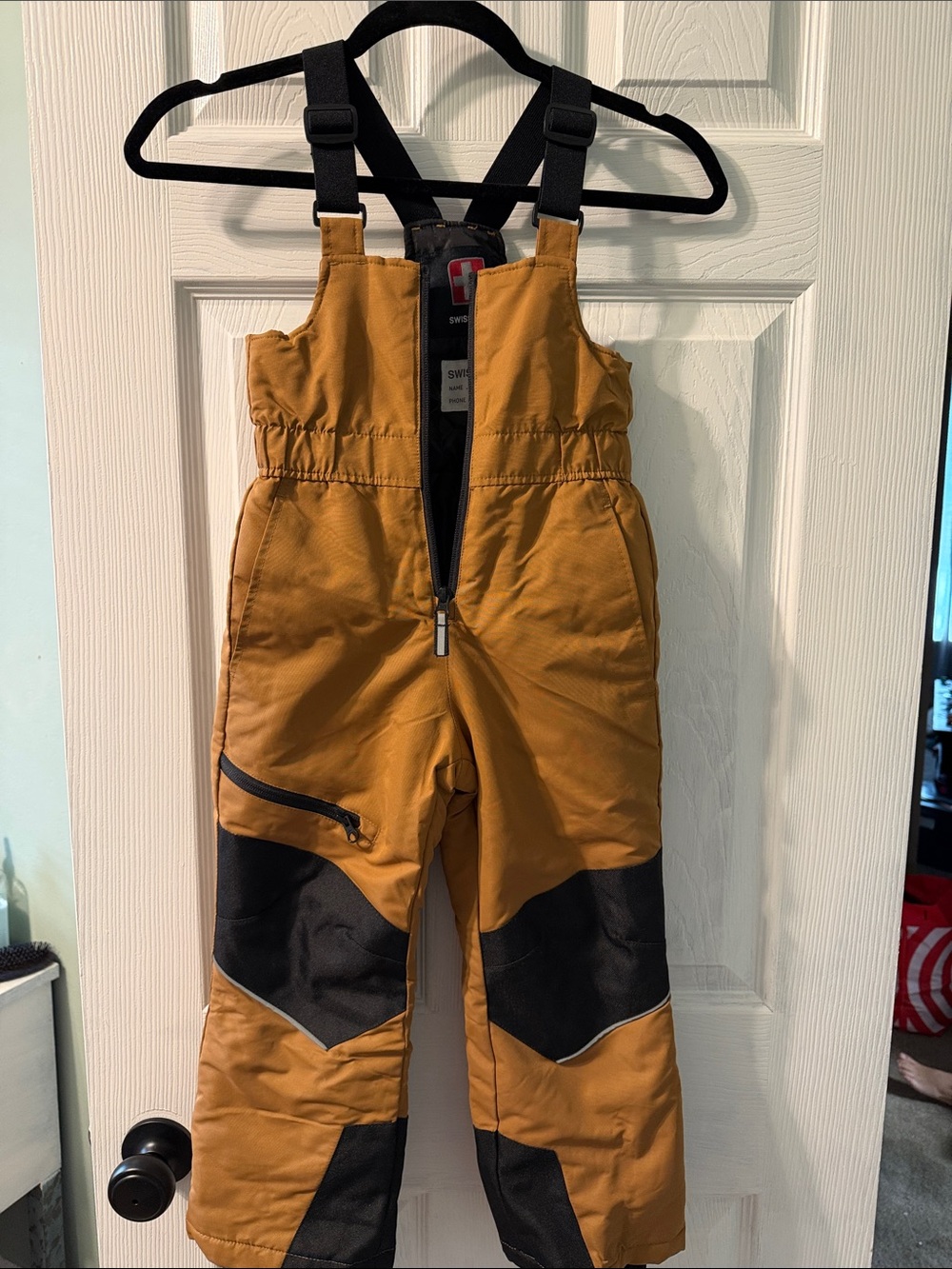 Swiss Tech Mustard Yellow and Black Kids Snow Overalls